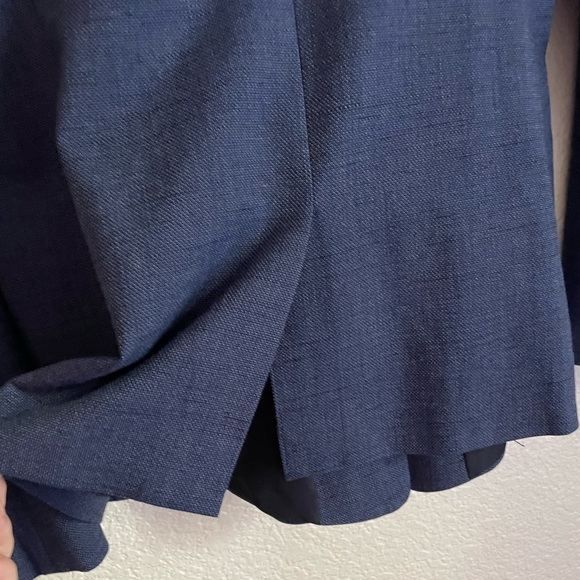 Ann Taylor LOFT Custom Stretch Notched One Button Blazer 4 Naval Blue - Picture 7 of 12